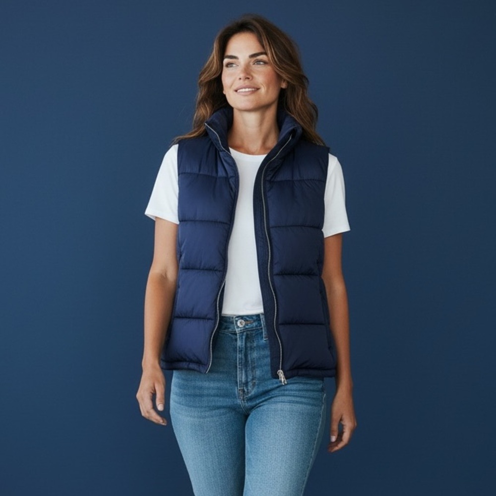 Old Navy Frost-Free Puffer Vest Navy Blue Size XL Tall